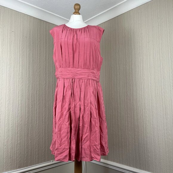 Boden Pink Pleated Ruched Sleeveless Dress UK 20R (US 16R) – 100% Viscose BNWT - Picture 1 of 14
